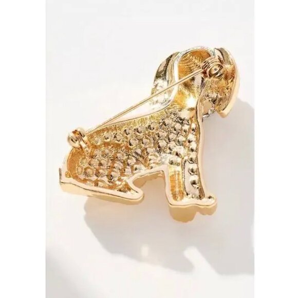 NWT Anthropologie Playful Pet Brooch Crystal Dachshund 14k Gold-plated Brass - Picture 11 of 12